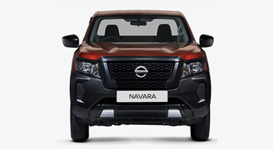 front view of red single cab Nissan Navara