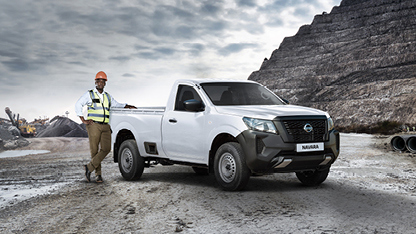 Navara single cab with miner on mining site